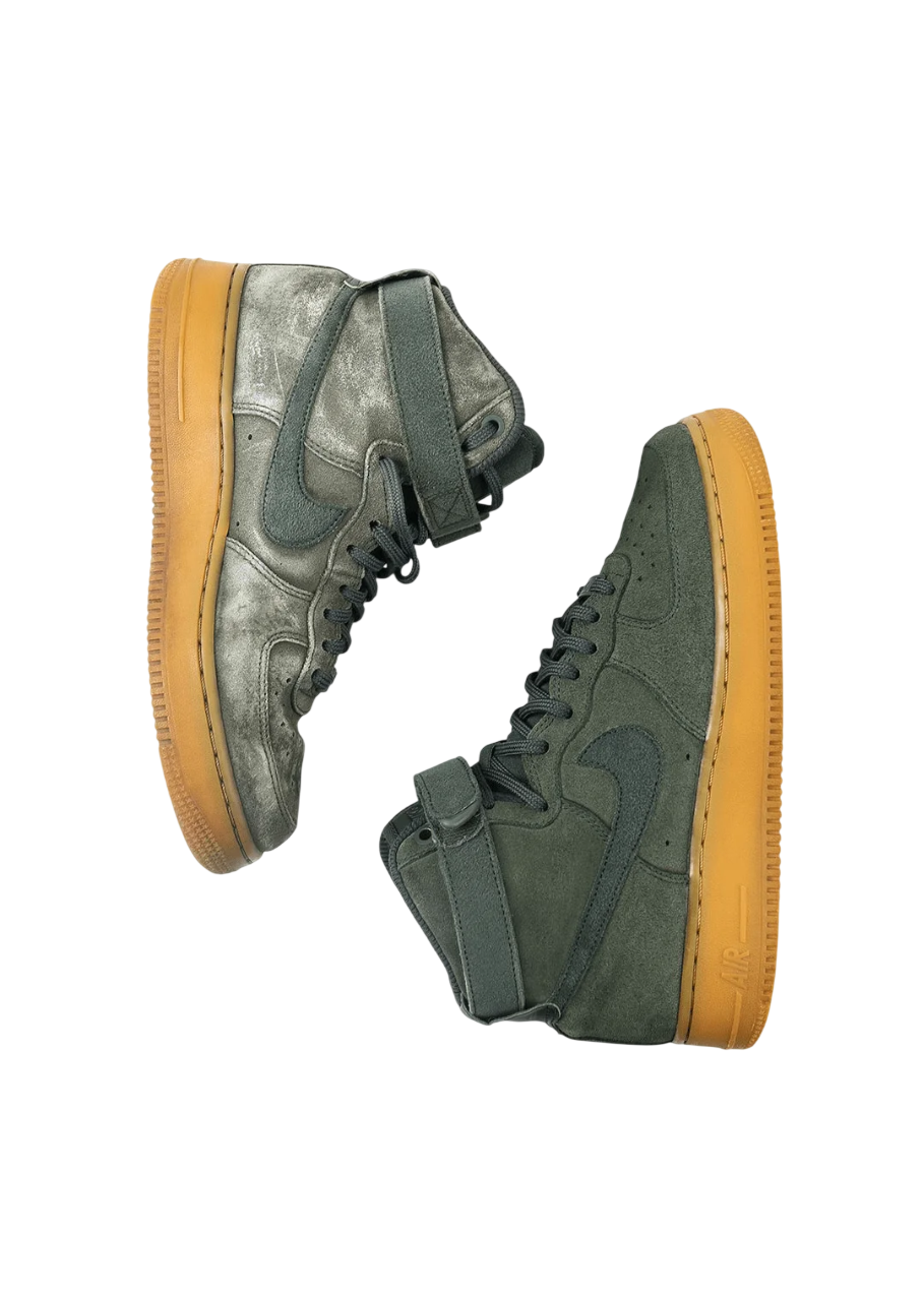 Before and after sneakers on very light gray background